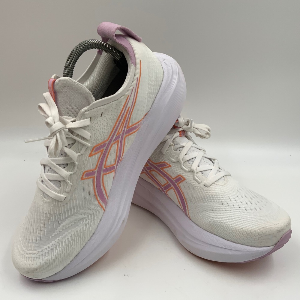 ASICS Gel-Nimbus 26 Women Running Shoes White Orange Purple 1012B753 Size 9